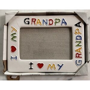 NOS Vintage I Love My Grandpa Ceramic Picture Frame 4 X 6 Landscape Flawed